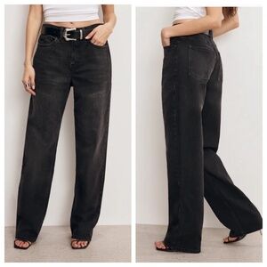 NWT Good American "Good 90s" Mid Rise Relaxed Fit Black Wash Jeans Size 14 L32"